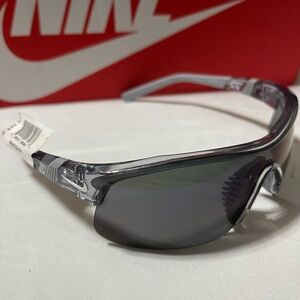 Nike Show Sunglasses, Shiny Wolf Gray with Blue Mirror.